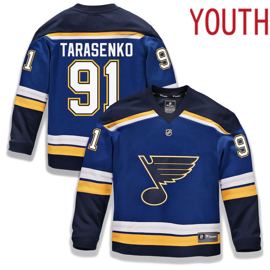 Youth St. Louis Blues 91 Vladimir Tarasenko Fanatics Branded Blue Replica Player NHL Jersey